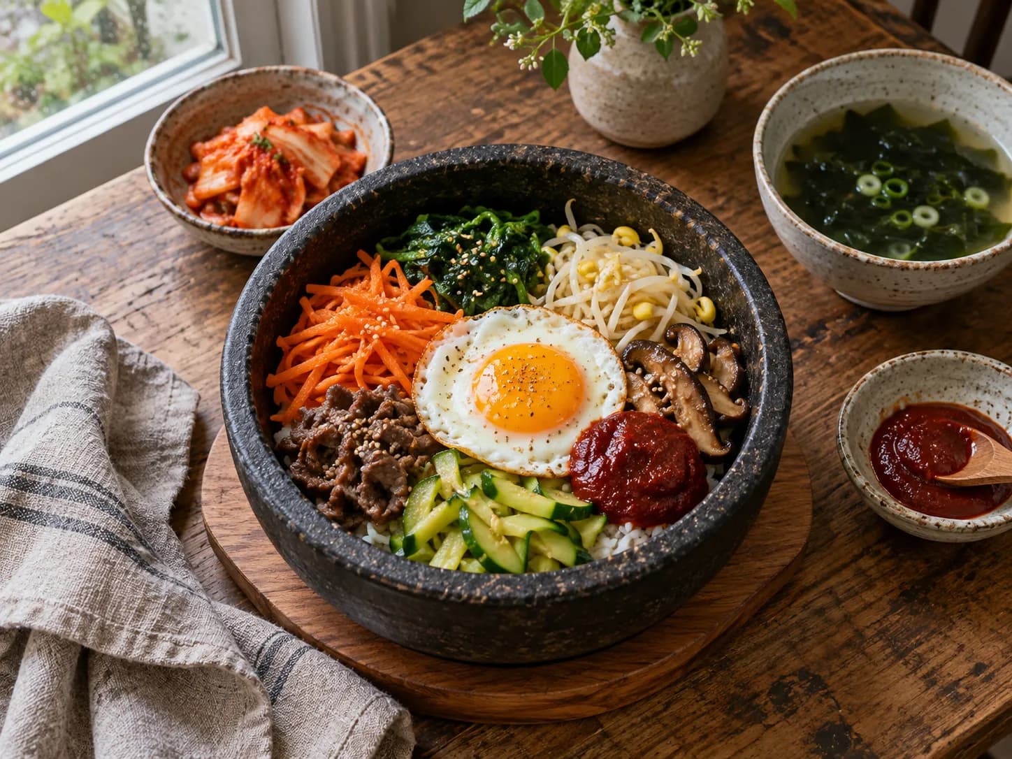 Dolsot bibimbap and the crispy rice at the bottom、写真1