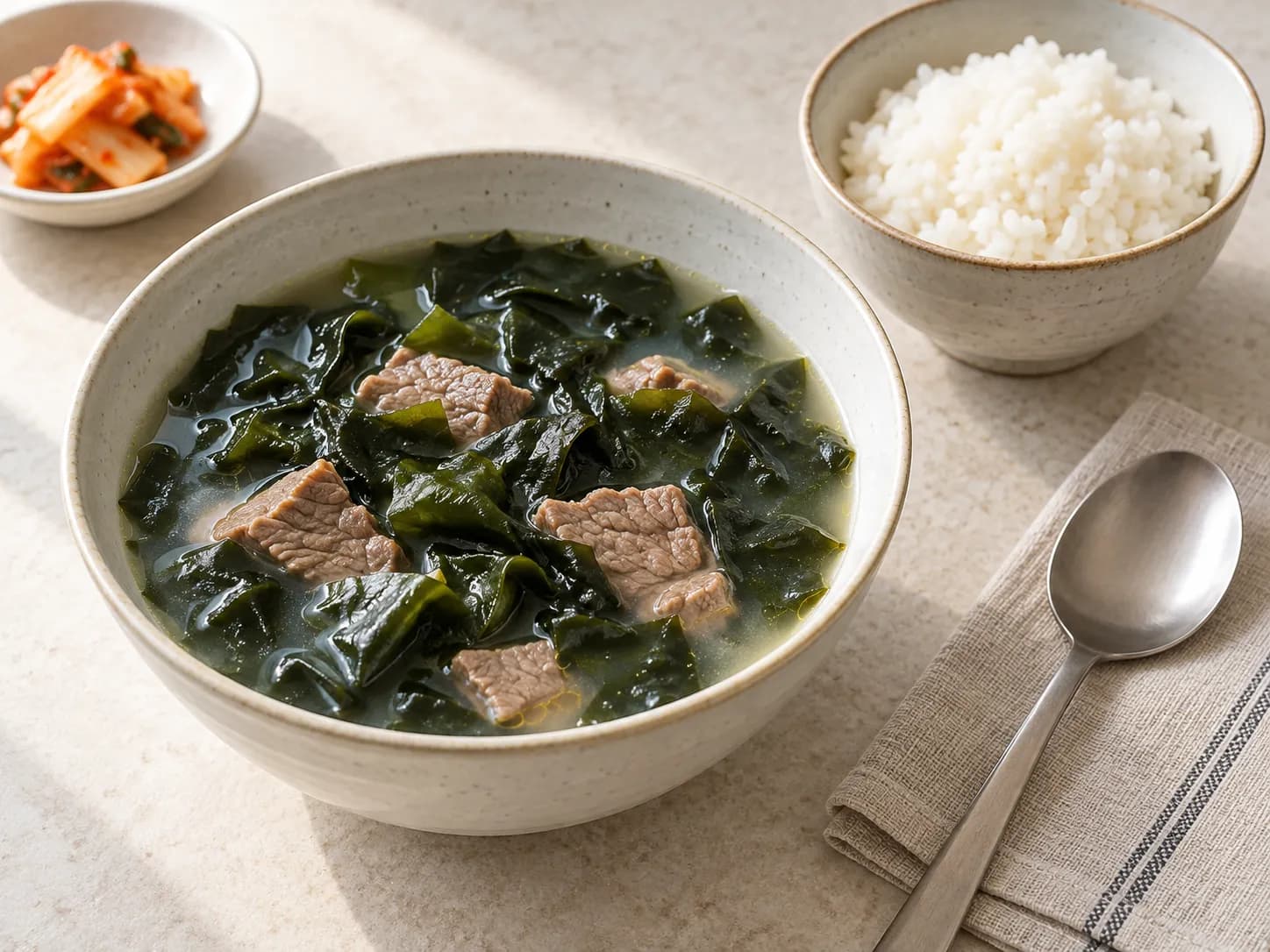 Miyeok-guk (beef and seaweed birthday soup)、写真3