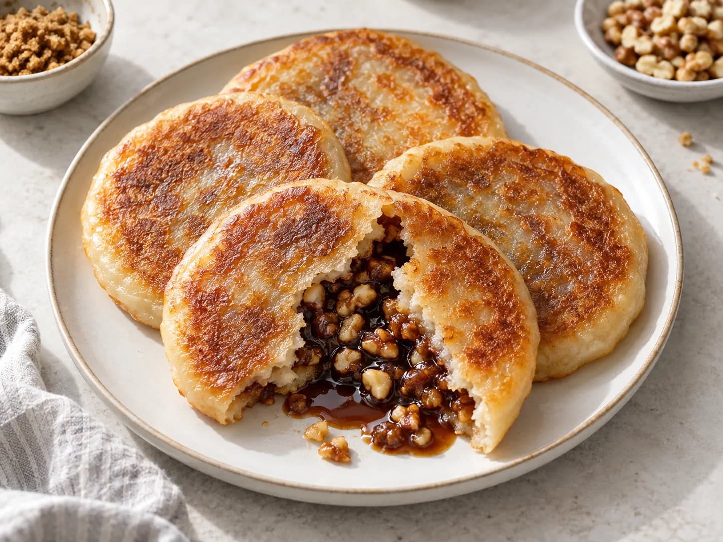 Hotteok (sweet filled pancakes) with brown sugar and nuts, 사진 3