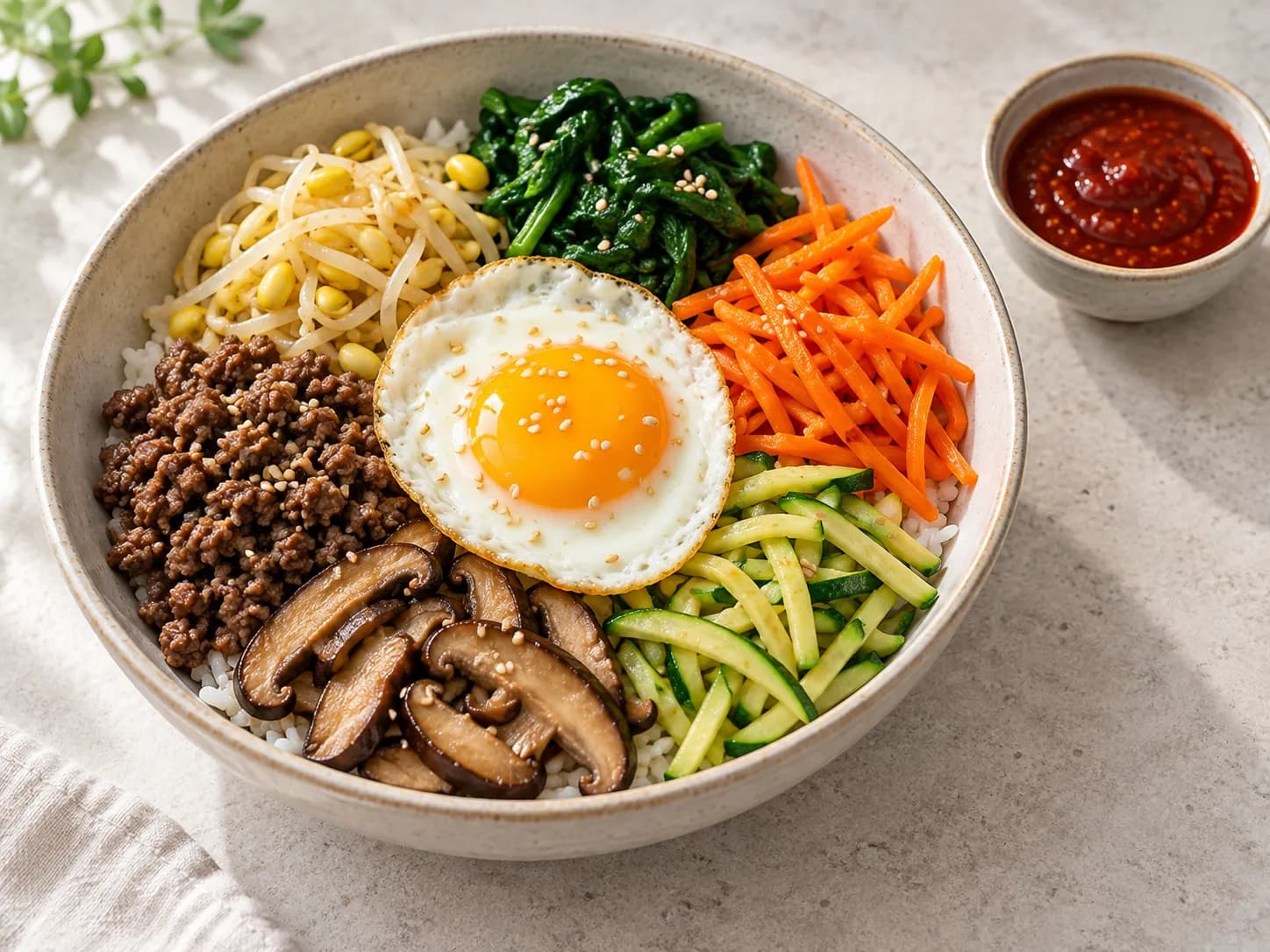 Bibimbap with five quick namul、写真3